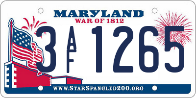 MD license plate 3AF1265