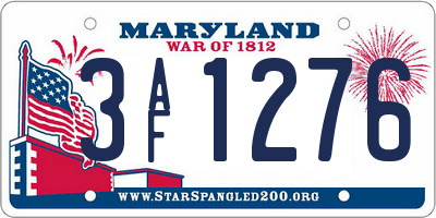 MD license plate 3AF1276