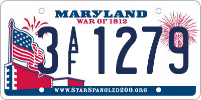 MD license plate 3AF1279