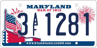 MD license plate 3AF1281