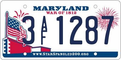 MD license plate 3AF1287