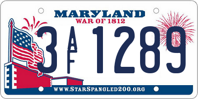 MD license plate 3AF1289