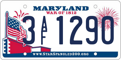 MD license plate 3AF1290