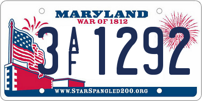 MD license plate 3AF1292