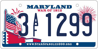 MD license plate 3AF1299
