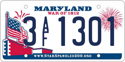 MD license plate 3AF1301