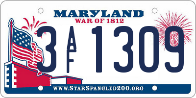 MD license plate 3AF1309