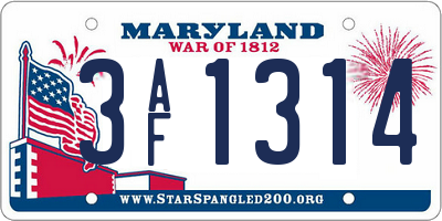 MD license plate 3AF1314