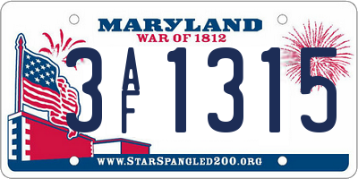 MD license plate 3AF1315