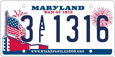 MD license plate 3AF1316