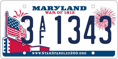 MD license plate 3AF1343