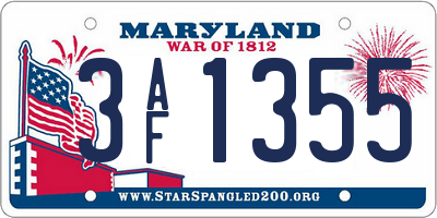 MD license plate 3AF1355