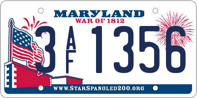 MD license plate 3AF1356