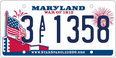 MD license plate 3AF1358