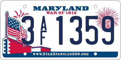 MD license plate 3AF1359