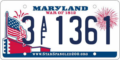MD license plate 3AF1361