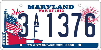 MD license plate 3AF1376
