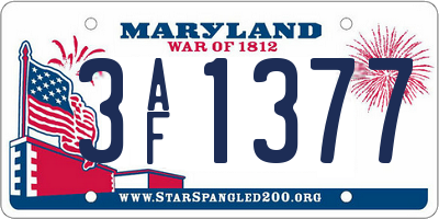 MD license plate 3AF1377