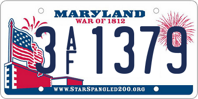 MD license plate 3AF1379