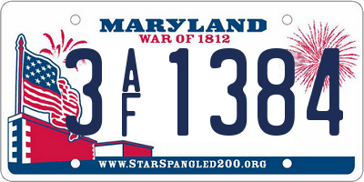 MD license plate 3AF1384