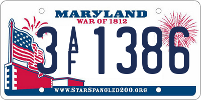 MD license plate 3AF1386