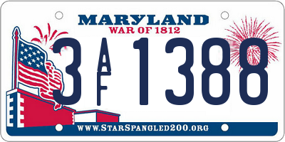 MD license plate 3AF1388