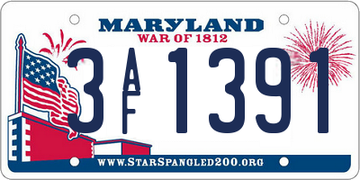 MD license plate 3AF1391