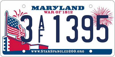 MD license plate 3AF1395