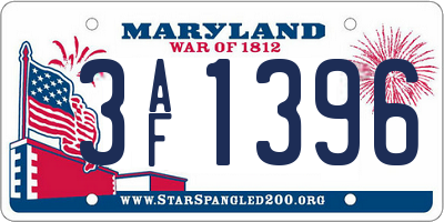 MD license plate 3AF1396