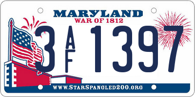 MD license plate 3AF1397