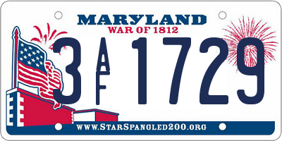 MD license plate 3AF1729
