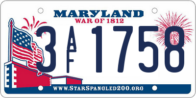 MD license plate 3AF1758