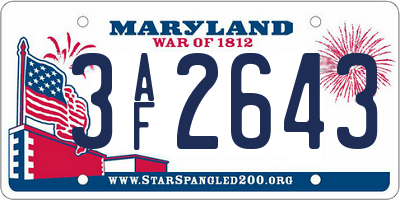 MD license plate 3AF2643