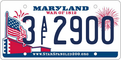 MD license plate 3AF2900