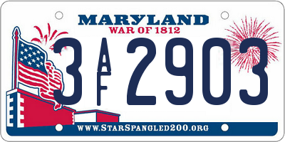 MD license plate 3AF2903