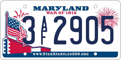 MD license plate 3AF2905
