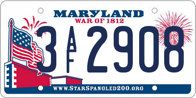 MD license plate 3AF2908