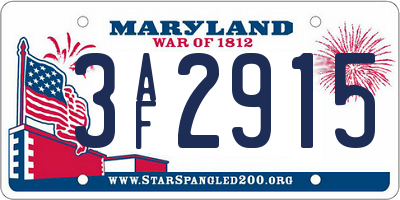 MD license plate 3AF2915