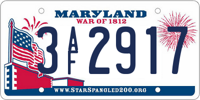 MD license plate 3AF2917