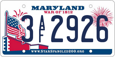MD license plate 3AF2926