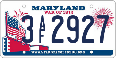 MD license plate 3AF2927