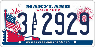 MD license plate 3AF2929