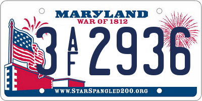 MD license plate 3AF2936