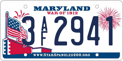 MD license plate 3AF2941
