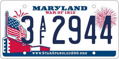 MD license plate 3AF2944