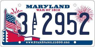 MD license plate 3AF2952