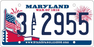 MD license plate 3AF2955