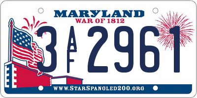 MD license plate 3AF2961