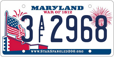 MD license plate 3AF2968