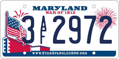 MD license plate 3AF2972